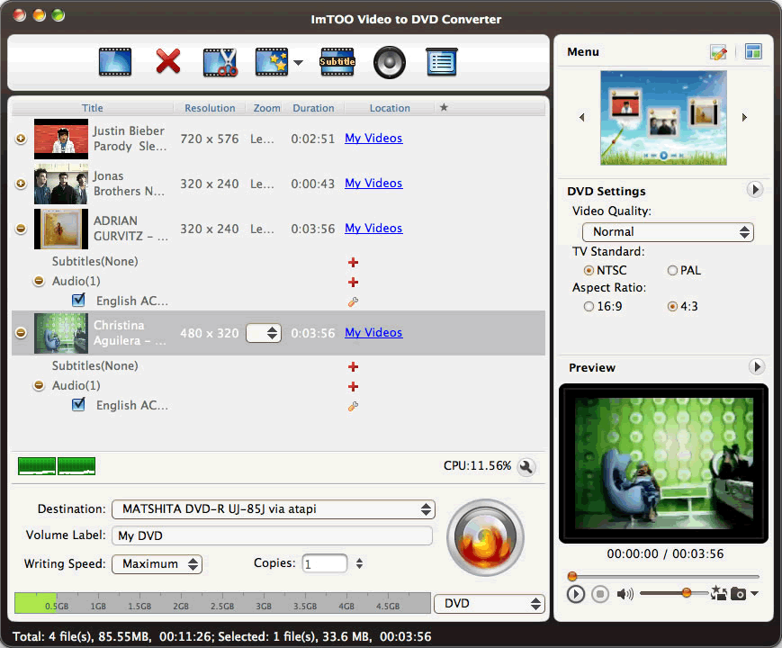 ImTOO Video to DVD Converter per Mac